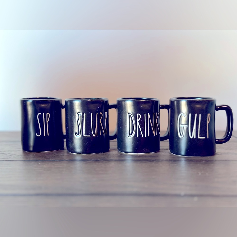 Rae Dunn NWOT black espresso set 4 mini mugs